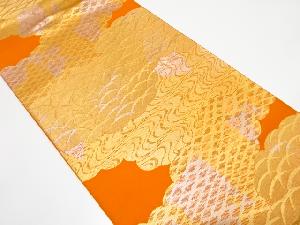 アンティーク　雲取りに流水・芝草模様織り出し袋帯（材料）